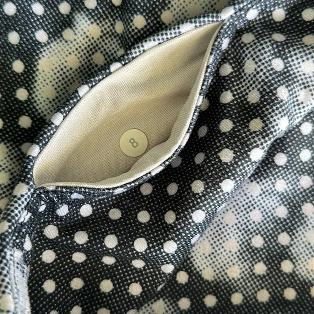 Lululemon Wunder Under Crop II Dottie‎ Dream Rose Neutral Blush Black Size 8